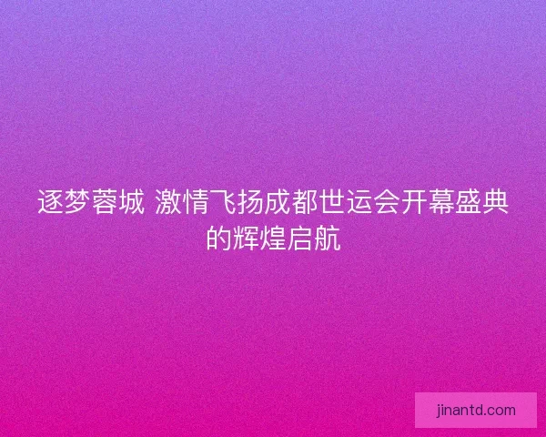 逐梦蓉城 激情飞扬成都世运会开幕盛典的辉煌启航