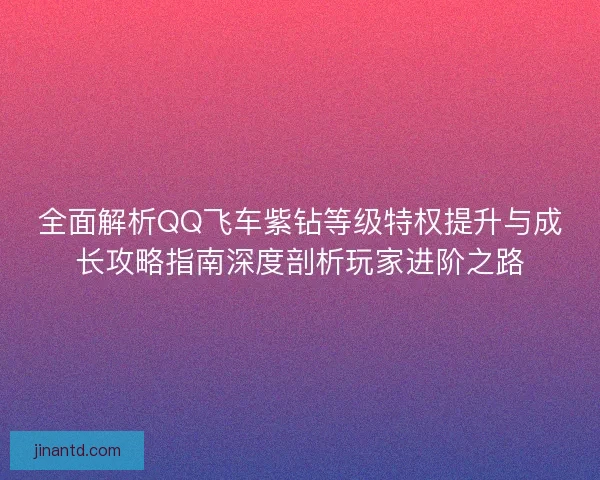 全面解析QQ飞车紫钻等级特权提升与成长攻略指南深度剖析玩家进阶之路